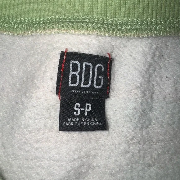 Urban Outfitters BDG Green Pink Cropped Striped Sweatshirt Small - Picture 3 of 3